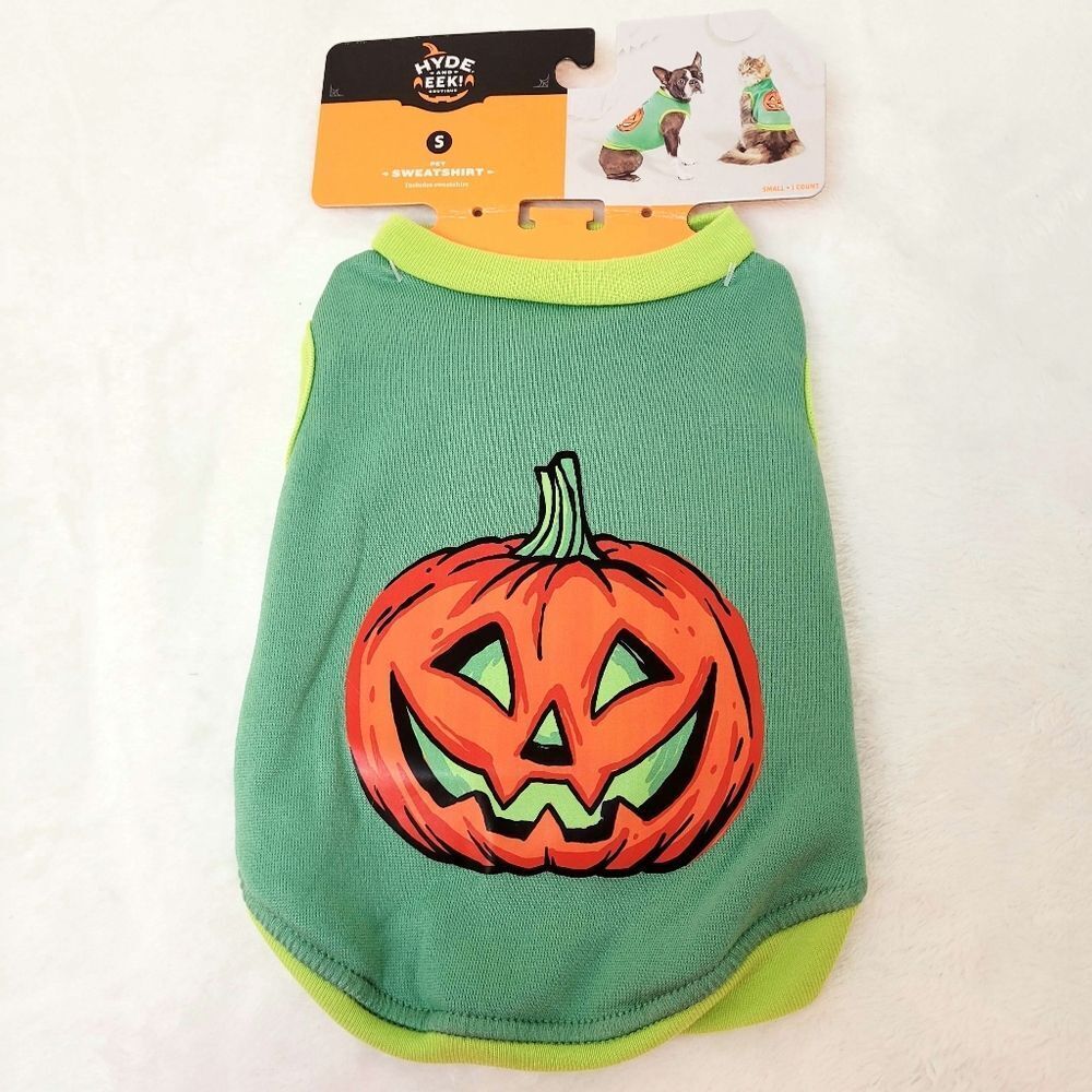 Hyde & Eek Halloween Pumpkin Pet Sweatshirt Cat or Dog Small New OOS